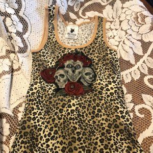 Famous Catwalk Leopard and skulls tank top